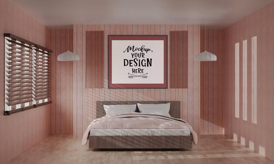 Free Wall Art Or Picture Frame Mockup Interior In A Bedroom Psd