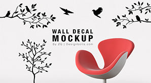 Free Wall Decal / Sticker Mockup Psd File