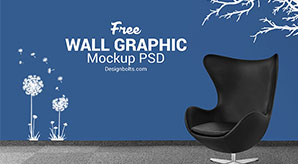 Free Wall Decal / Sticker Mockup Psd Files For Dark & White Background