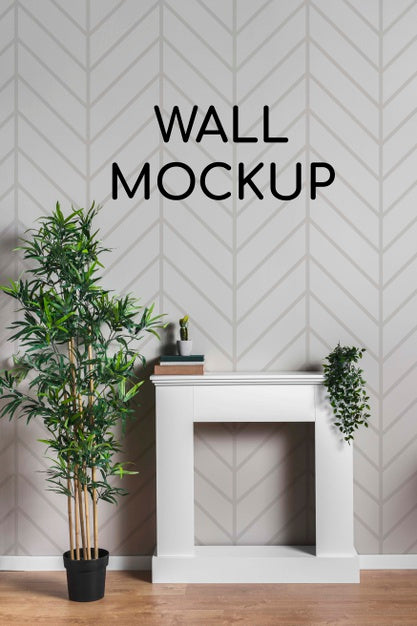 Free Wall Mock-Up With Squared Desk Psd