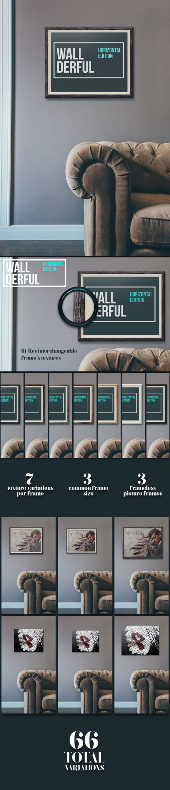 Free Wallderful: Horizontal Frames Mockups