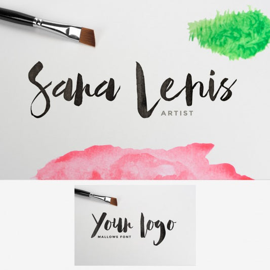Free Watercolor Stained Logo Mock Up Psd