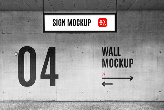 Free Wayfinding Sign & Wall Mockup