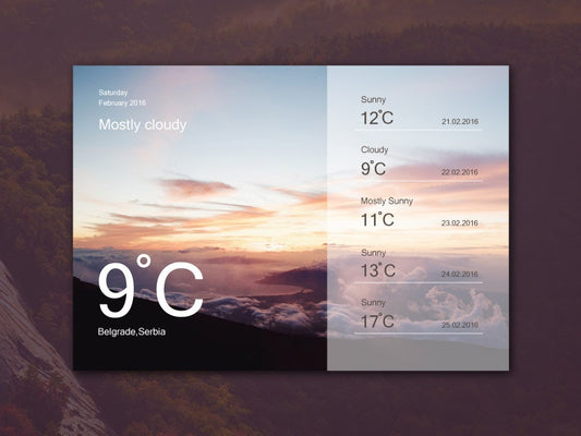 Free Weather Widget Ui Design
