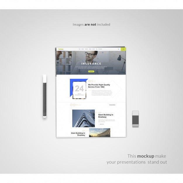 Free Web Page On White Background Mock Up Psd