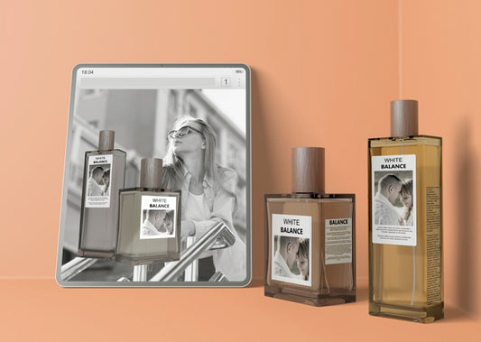 Free Website With Perfume Beside Perfume Bottles Psd