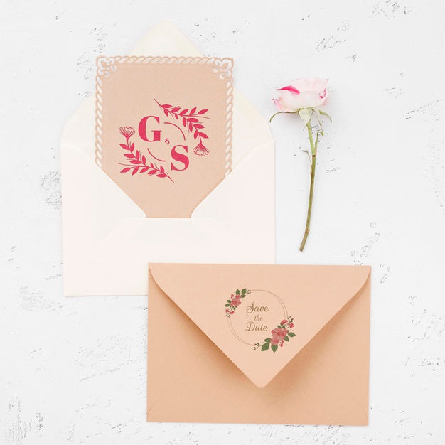 Free Wedding Concept Mock-Up Envelope Psd