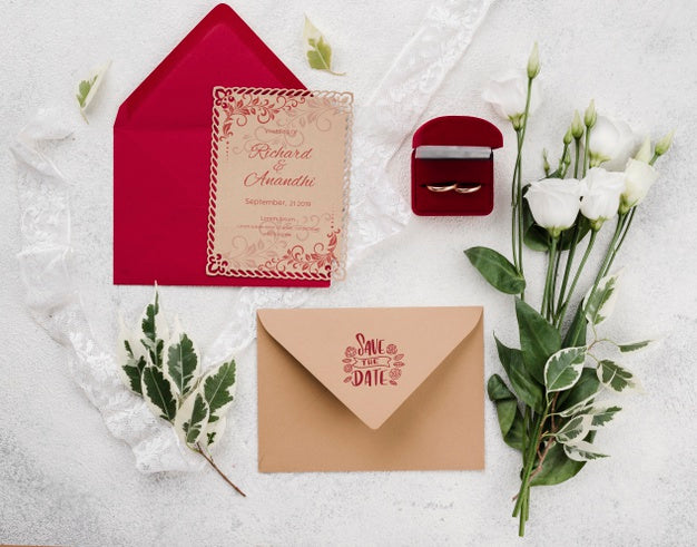 Free Wedding Concept Mock-Up With Flowers Psd