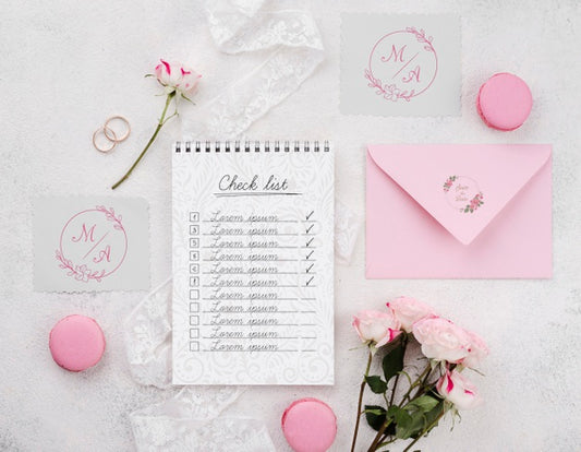 Free Wedding Concept Mock-Up With Macarons Psd
