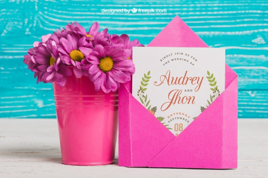 Free Wedding Concept With Flower Pot Psd