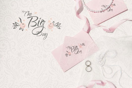Free Wedding Decoration In Pink Tones With Envelopes Psd