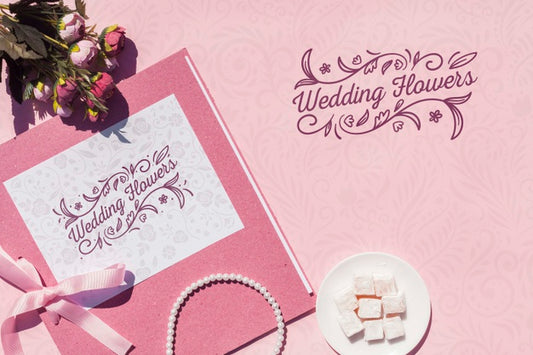 Free Wedding Decoration In Pink Tones With Lettering Psd