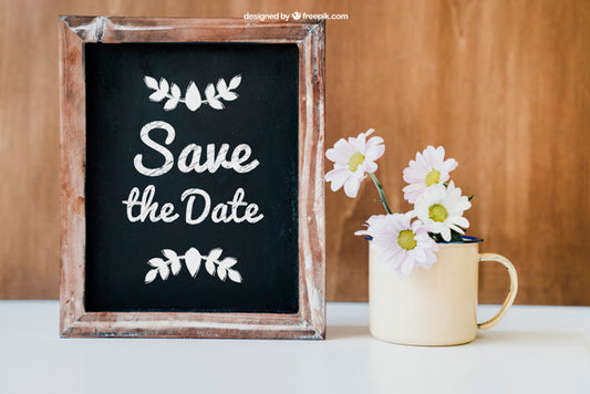 Free Wedding Decoration With Cup And Slate Psd