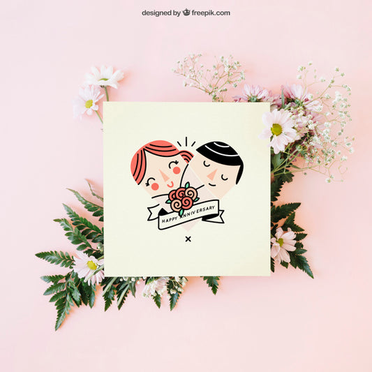 Free Wedding Decoration With Cute Card Psd