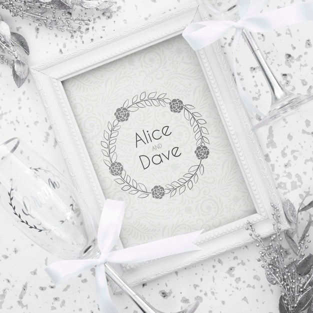 Free Wedding Frame On Table Psd