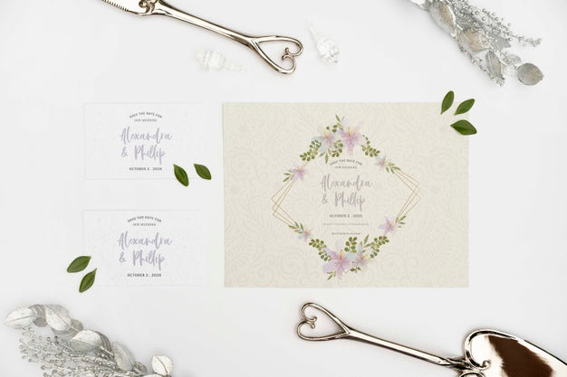 Free Wedding Inviation On Desk Psd