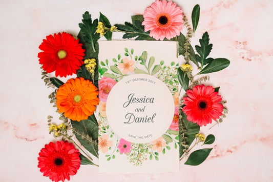 Free Wedding Invitation Mockup With Floral Concept Psd