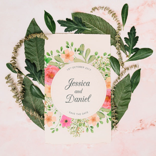 Free Wedding Invitation Mockup With Floral Concept Psd