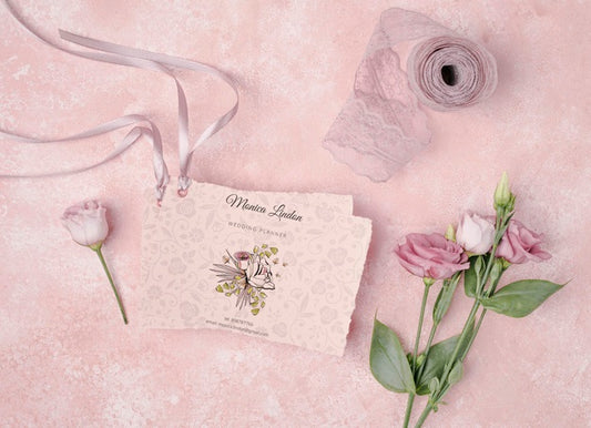 Free Wedding Invitation With Beautiful Flowers Psd