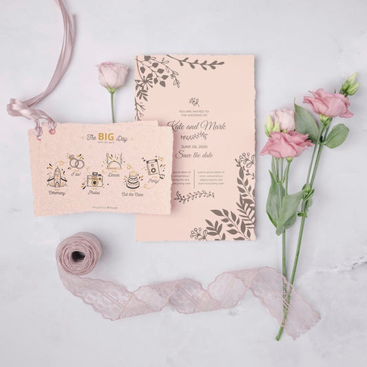 Free Wedding Invitation With Flowers Psd