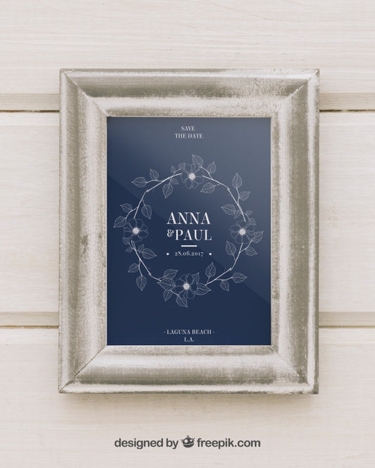 Free Wedding Mock Up With White Frame Psd