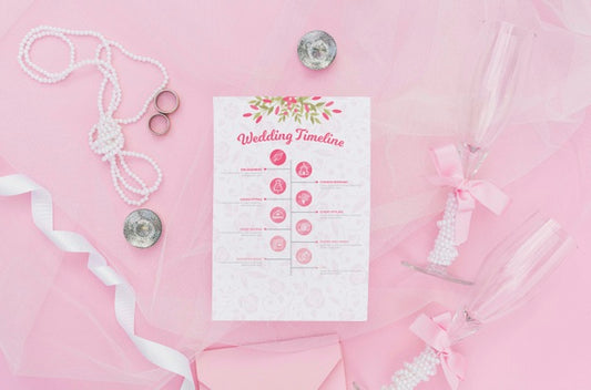 Free Wedding Timeline Infographic With Glasses Of Champagne Psd