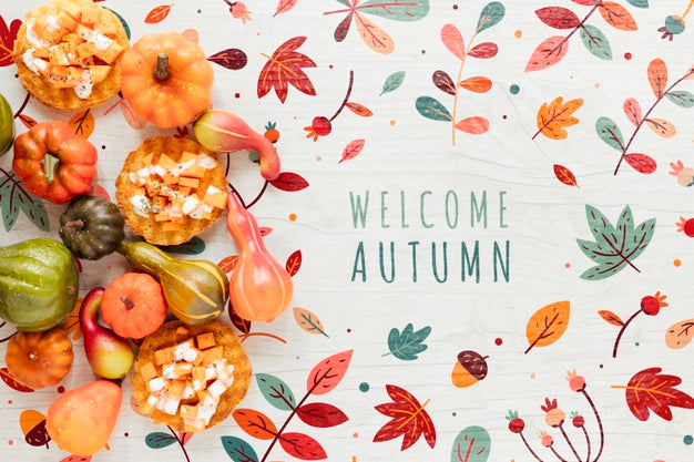Free Welcome Autumn Calligraphy And Natural Decor Psd