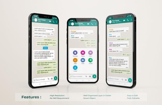 Free Whatsapp Interface Template On Mobile Phone Mockup Psd ...