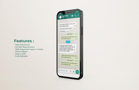 Free Whatsapp Interface Template On Mobile Phone Mockup Psd
