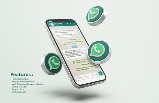 Free Whatsapp On Silver Mobile Phone Mockup Psd
