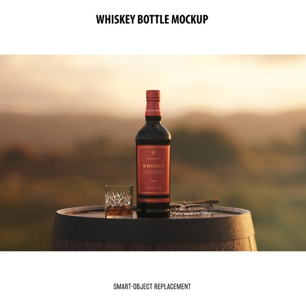 Free Whiskey Bottle Mockup Psd