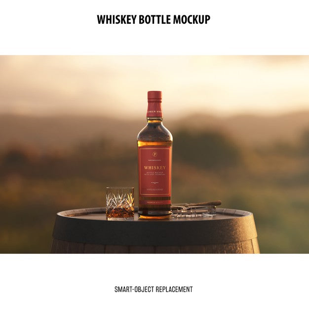 Free Whiskey Bottle Mockup Psd