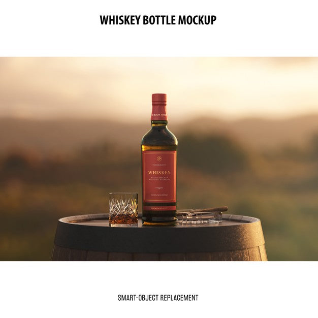 Free Whiskey Bottle Mockup Psd