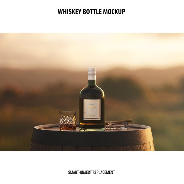 Free Whiskey Bottle Mockup Psd