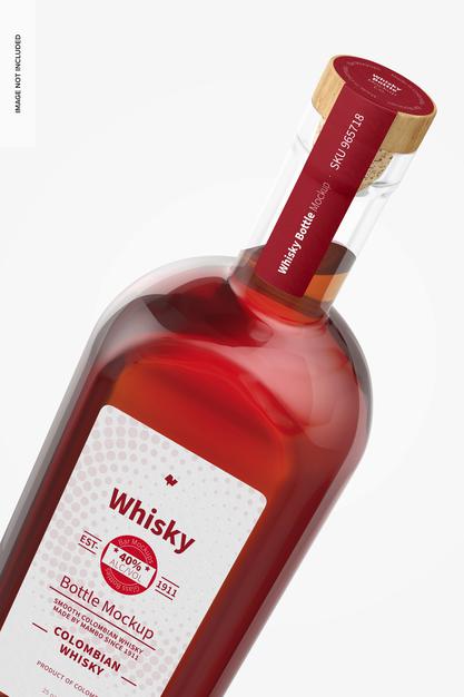 Free Whisky Bottle Mockup, Close-Up Psd
