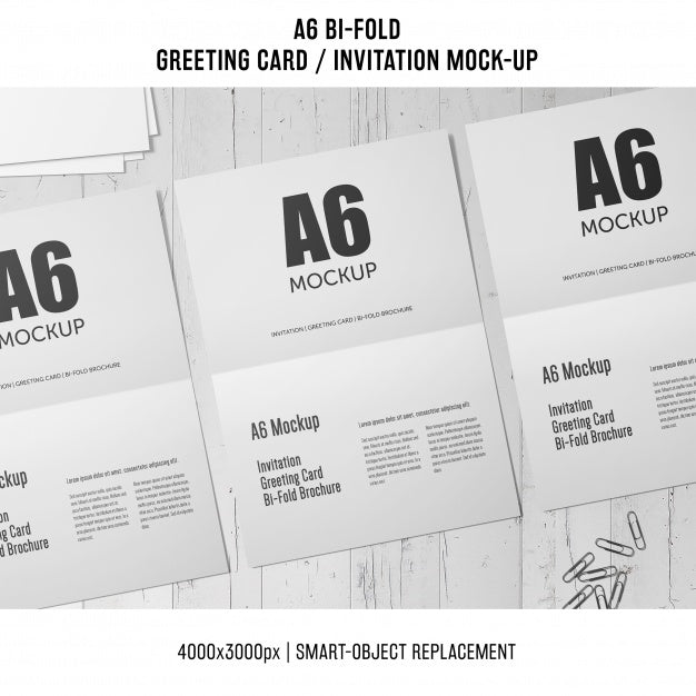 Free White A6 Bi-Fold Invitation Card Mockup Psd