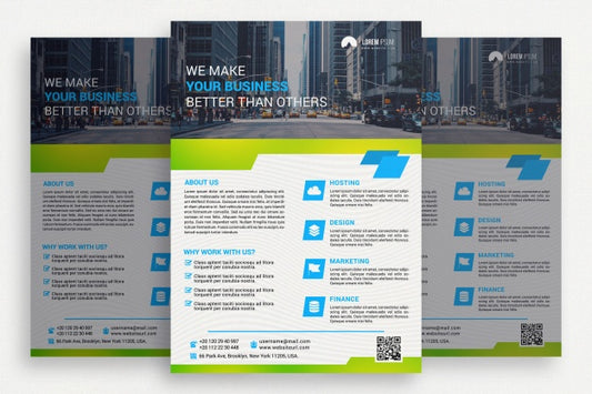 Free White And Green Business Brochure Psd