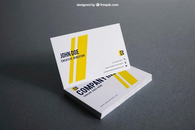 Free White and Yellow Business Card Mockups