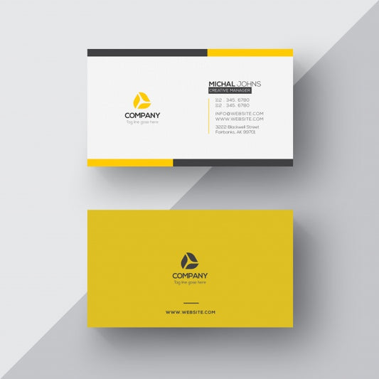 Free White And Yellow Business Card Psd