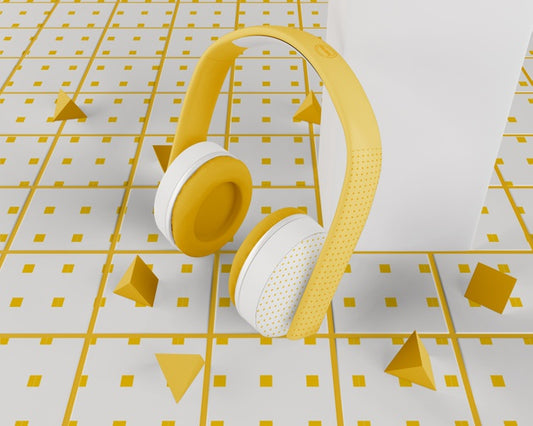 Free White And Yellow Minimalistic Headphones Wireless Psd