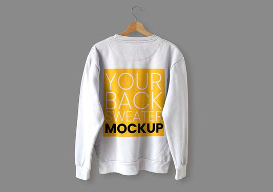 Free White Back Sweater Mockup Psd