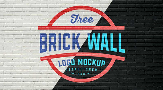 Free White & Black Brick Wall Logo Mockup Psd