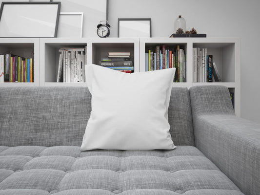 Free White Blank Cushion Mockup On A Sofa Psd