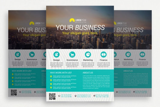 Free White Business Brochure With Aquamarine Details Psd