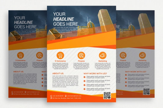 Free White Business Brochure With Orange Details Psd