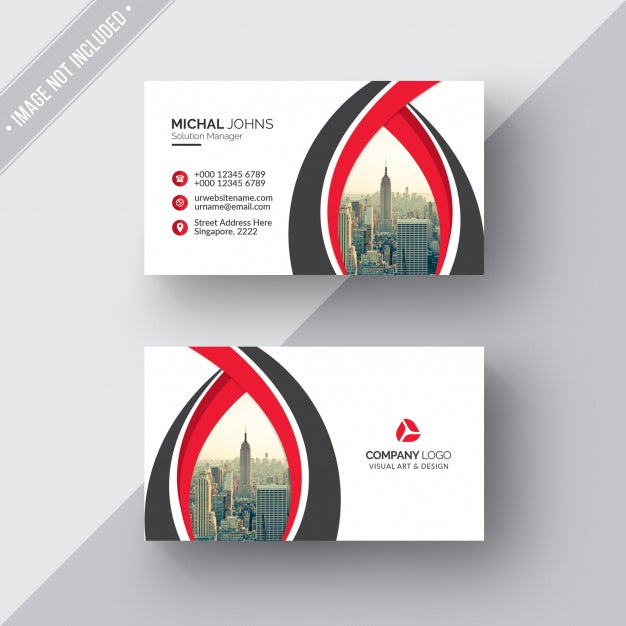 Free White Business Card With Red And Black Details Psd