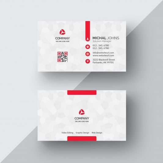 Free White Business Card With Red Details Psd