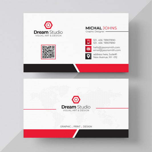 Free White Business Card With Red Details Psd