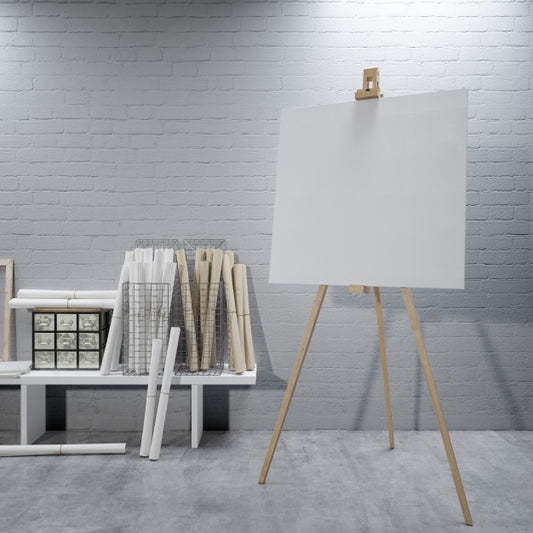 Free White Canvas On A Easel At The Art Room Psd