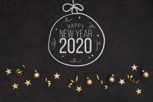 Free White Chalkboard Doodle Christmas Ball With New Year 2020 Text Psd
